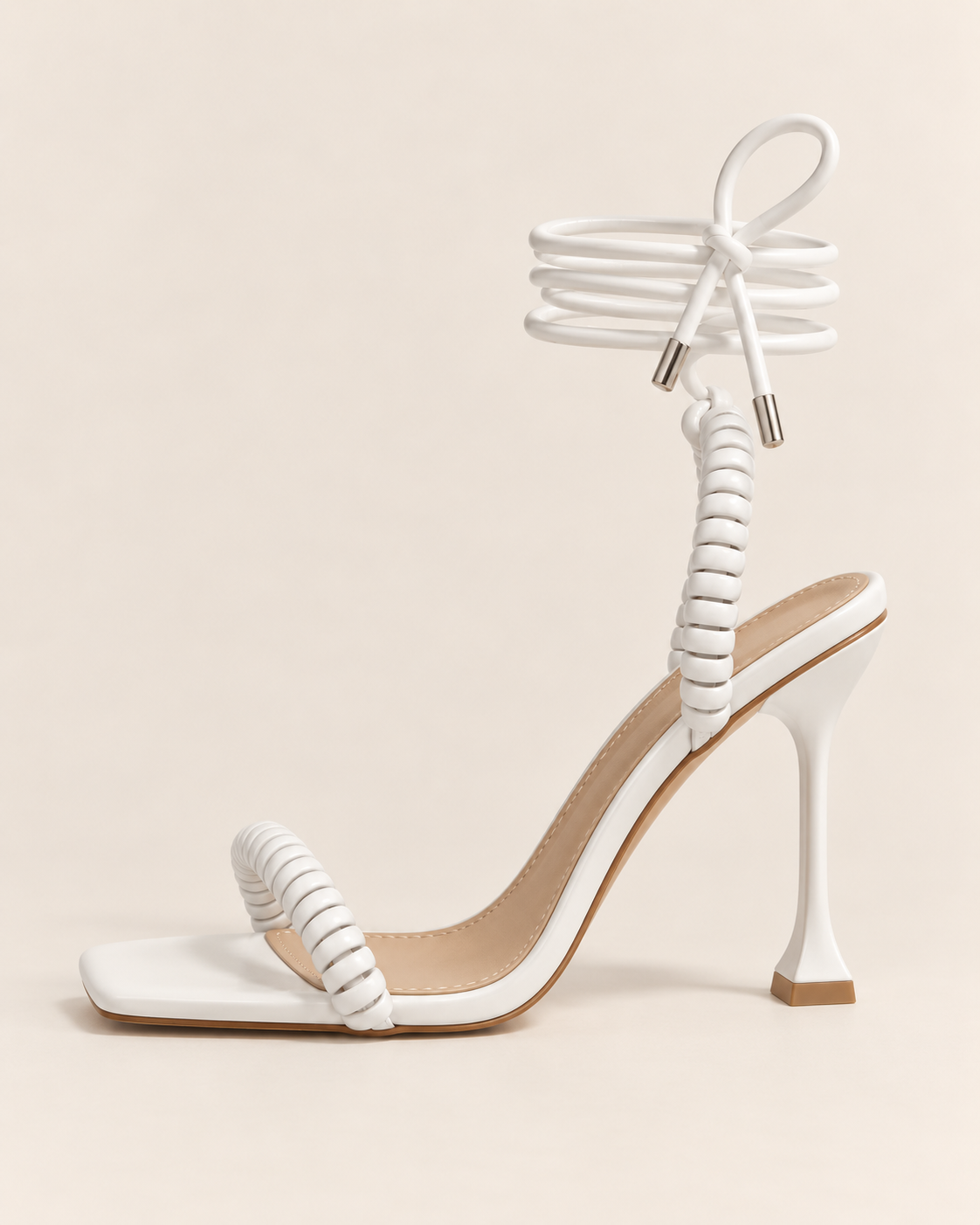 The Tega Cord Heels | White