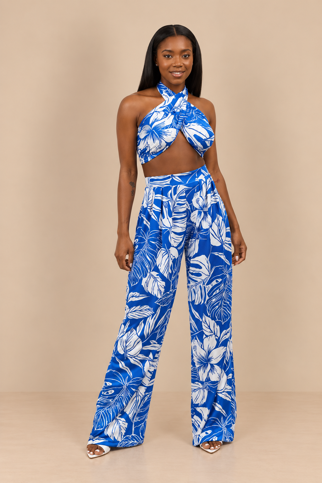 Tie Back Tropical Print Set