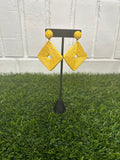 Raffia Square Earrings | Yellow