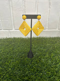 Raffia Square Earrings | Yellow