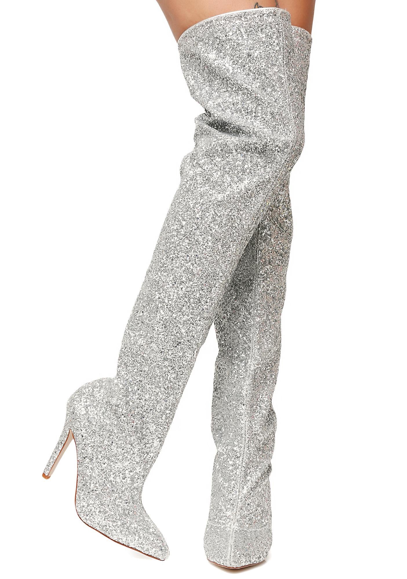 Glitz N’ Glamour Glitter Thigh-High Boots