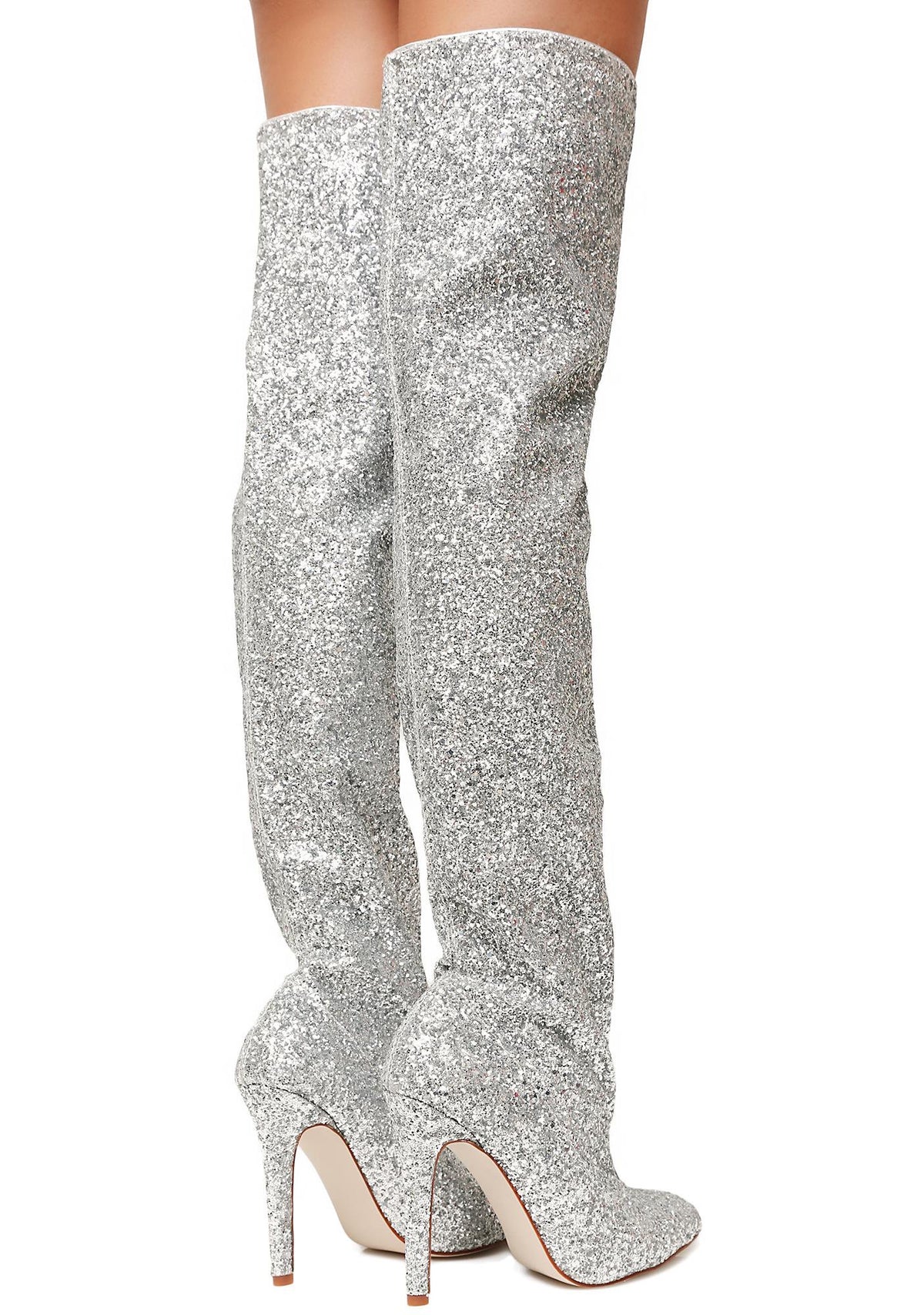 Glitz N’ Glamour Glitter Thigh-High Boots