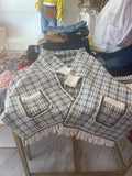 White gingham poncho