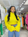 The Bubble Cropped Sweater | Yellow Green