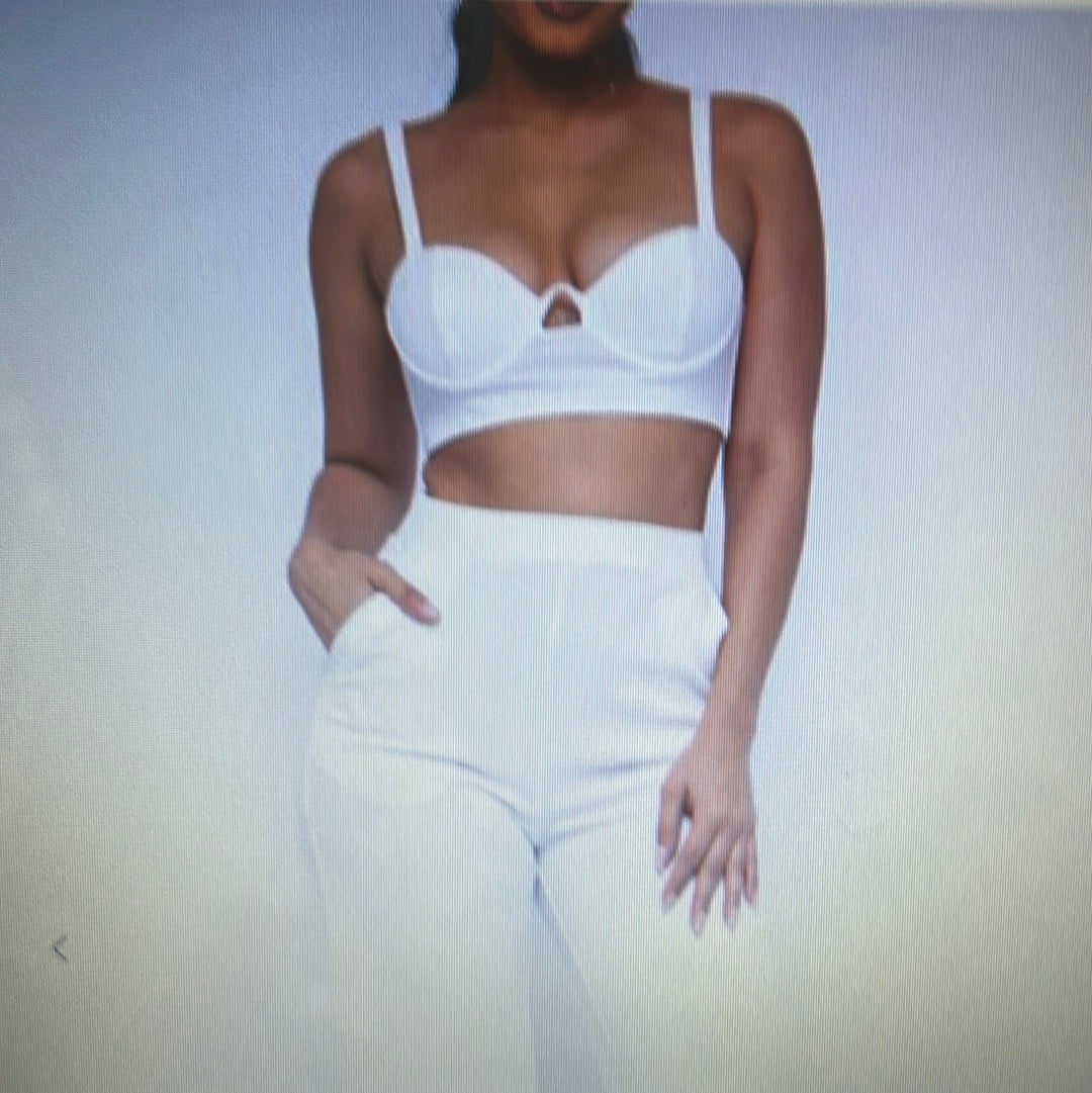 Rib Solid Cami Bra Top