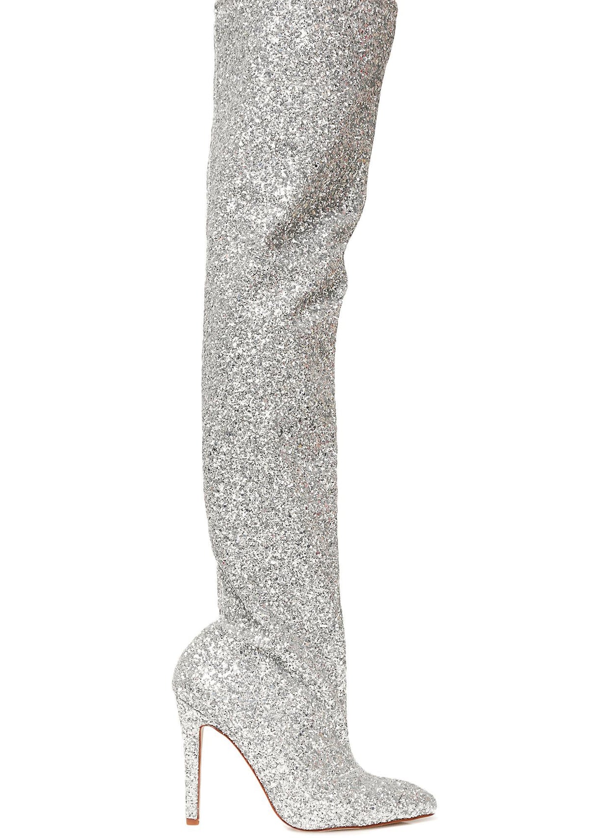 Glitz N’ Glamour Glitter Thigh-High Boots